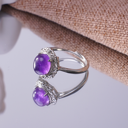 Amethyst egg face ring