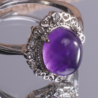 Amethyst egg face ring